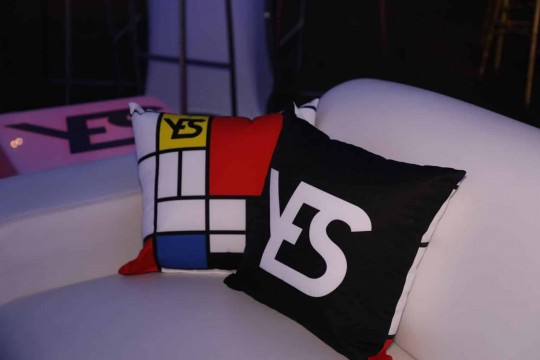 Mondrian Themed Pillow with Custom Logo