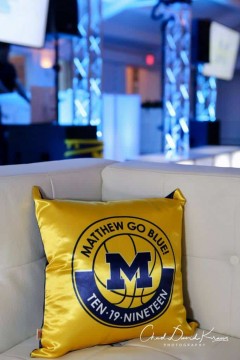 Custom Logo Pillow for Michigan Themed Bar Mitzvah