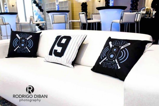 Custom Logo Pillows for Bar Mitzvah Lounge