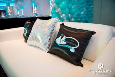Bat Mitzvah Lounge with Custom Logo Pillows