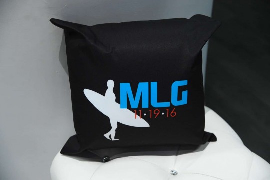 Surf Themed Bar Mitzvah Pillow with Custom Logo