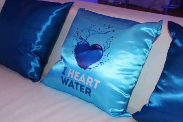 Underwater Themed Bat Mitzvah Lounge with Custom Logo Pillows