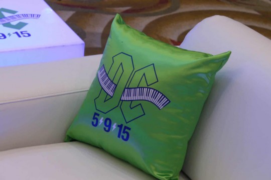 Custom Lounge Pillow with Music Themed Logo
