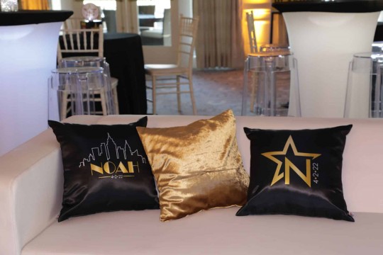 NYC Logo Pillow for Broadway Themed Bar Mitzvah Lounge