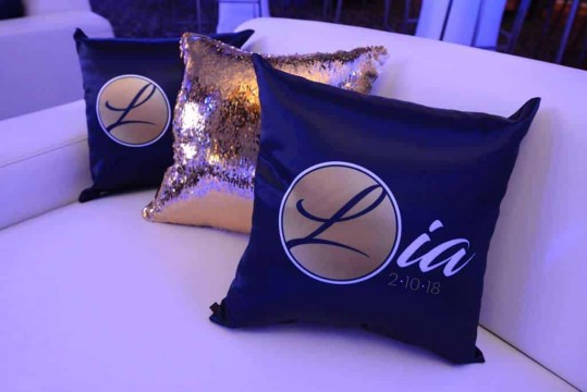 Custom Bat Mitzvah Logo Pillows & Gold Blingy Pillows