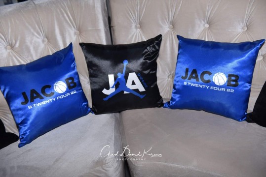 Black & Blue Custom Logo Pillows
