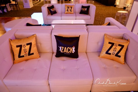 Set of Two Different Logos Custom Pillow for Custom Lounge Set Up