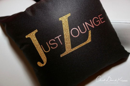 Custom Lounge Pillow with Glittered Logo