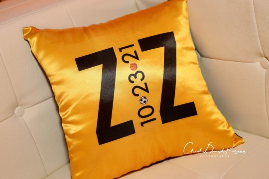 Custom Logo Pillow for Bar Mitzvah Fun Lounge Set Up
