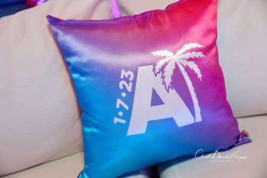 Ombre Beach Themed Pillow with Custom Logo