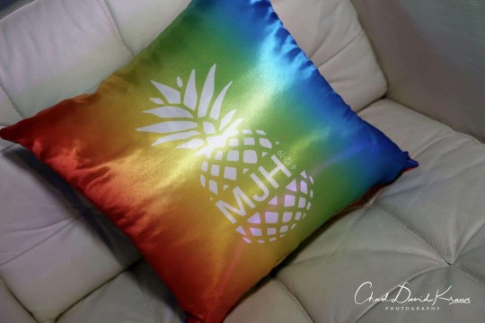 Custom Logo Pillows for Rainbow Themed Bat Mitzvah