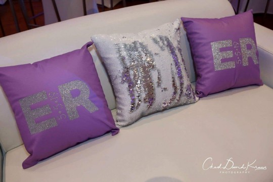 Lavender Pillows with Glittered Logo