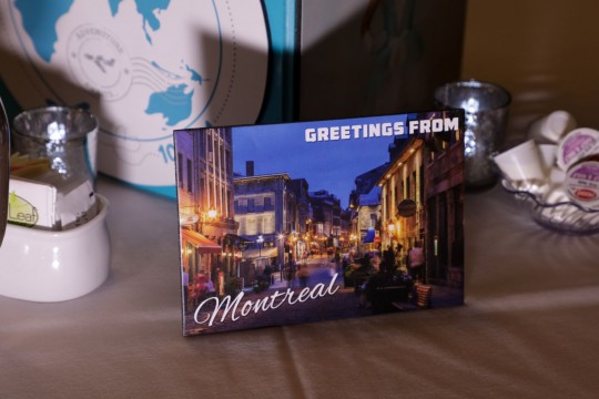 Custom Montreal Table Sign for Travel Themed Bat Mitzvah