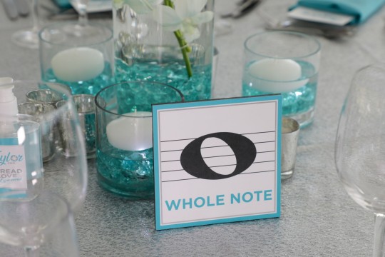 Custom Printed Free Standing Music Note Table Sign for Music Themed Tent Bat Mitzvah