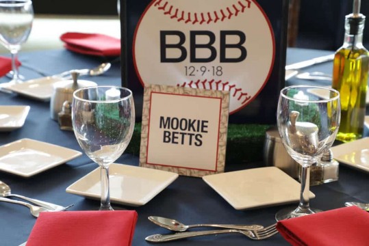 Baseball Themed Table Sign with Player Names
