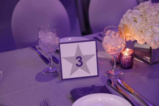 Custom Table Number with Glittered Star Background