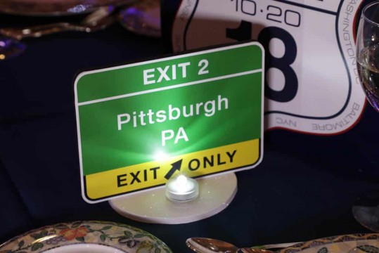 Exit Sign Table Sign for Road Trip Themed Bar Mitzvah