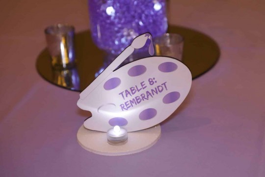Paint  Palette Table Signs with LED Light for Art Themed Bat Mitzvah