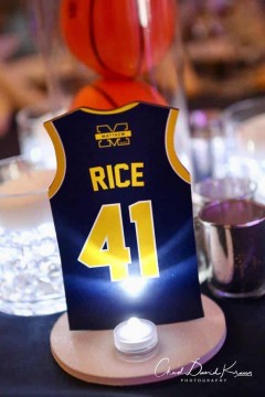 Custom Basketball Jersey Table Sign for Michigan Themed Bar Mitzvah
