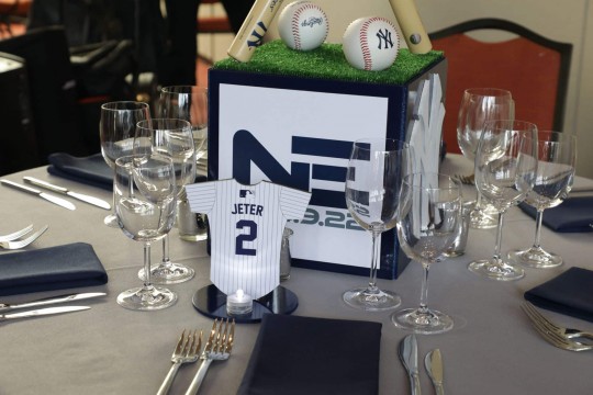 Custom Jersey Table Sign for Yankees Themed Bar Mitzvah