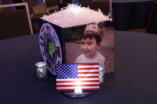 American Flag Table Sign for Travel Themed Bar Mitzvah