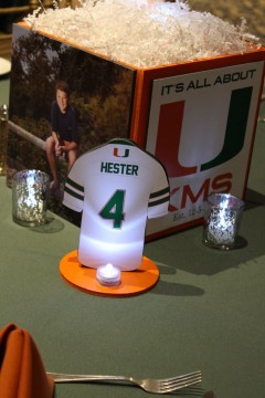 University of Miami Themed Bar Mitzvah with Custom Jersey Table Numbers