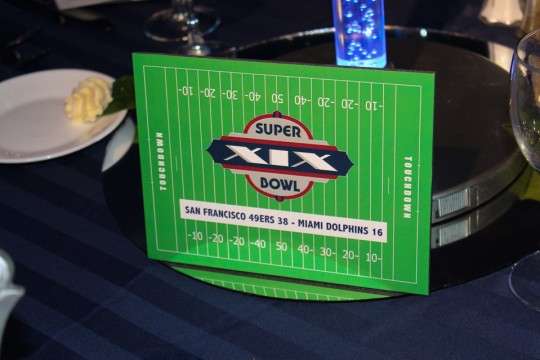Custom Football Field Table Sign with Superbowl Logo