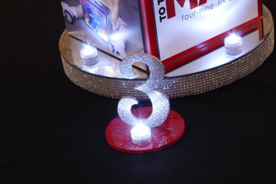 Glittered Number Table Sign with LED Light