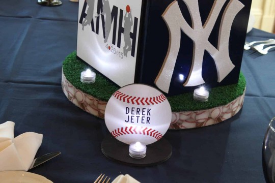 Baseball Themed Bar Mitzvah Table Sign with Player Name