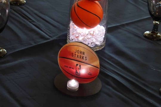 Basketball Themed Bar Mitzvah Table Sign with Players Name