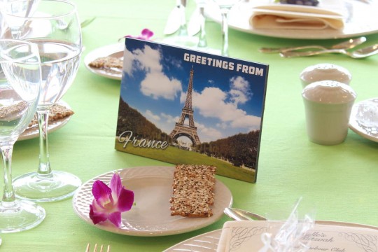 Travel Themed Bat Mitzvah with Postcard Table Signs