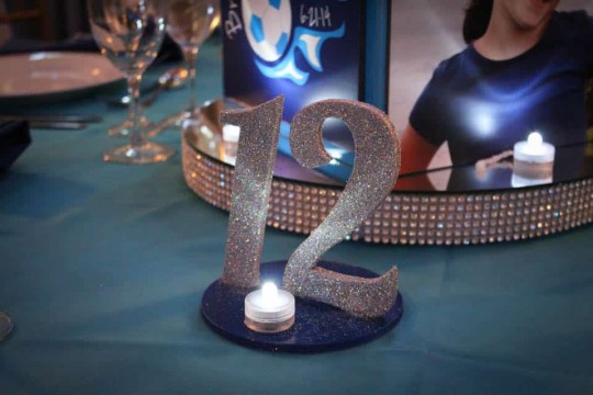 Custom Sparkly Table Number Sign with LED Lights