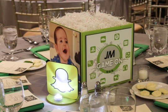 Snapchat App Table Signs for iPhone Themed Bar Mitzvah