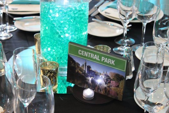 NYC Themed Table Sign with Images and Street Signs