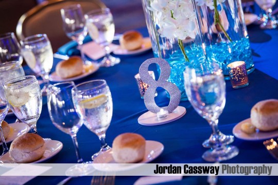 Silver Glittered Table Number with LED Light