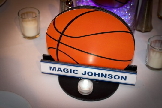 Basketball Table Sign for Sports Themed Bar Mitzvah