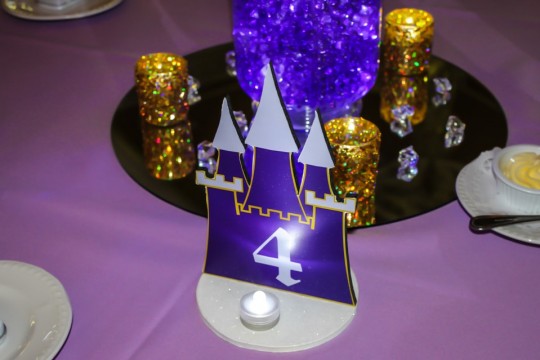 Castle Shaped Table Sign for Fantasy Themed Bat Mitzvah