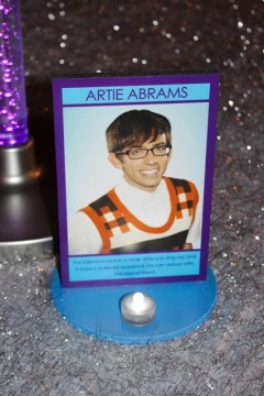 Glee Character Bio Table Sign for TV Themed Bat Mitzvah