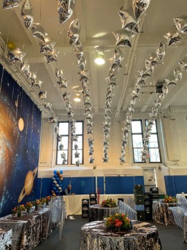 Silver Balloon Star Canopy for Galaxy Themed Bar Mitzvah