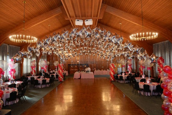Hot Pink & Silver Themed Bat Mitzvah with Star Canopy over Dance Floor