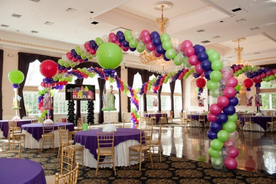 Pink, Lime & Purple Balloon Wrap Around Dance Floor