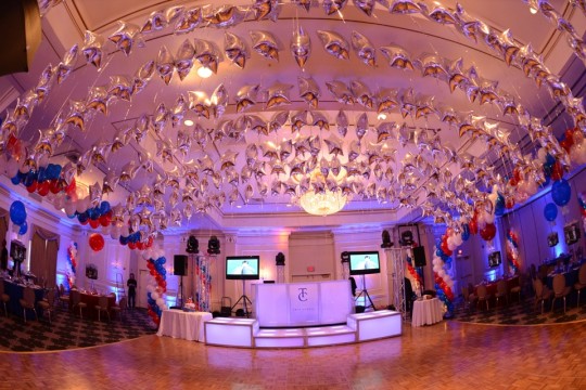 Red, Blue & Silver Star Canopy over Dance Floor