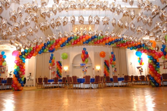 Balloon Canopy Wrap with Silver Mylar Canopy over Dance Floor