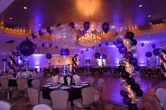 Purple & Silver Balloon Gazebo with Lights for Sports Themed Bar Mitzvah