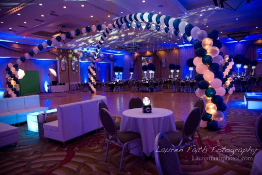 Balloon Gazebo with Lights over Dance Floor for Yankees Themed Bar Mitzvah