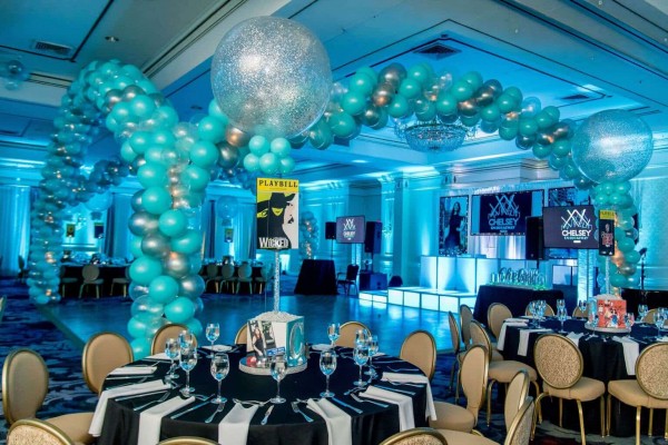 Turqouise & Silver Balloon Wrap around Dance Floor & LED Uplighting at The Hilton, Pearl River