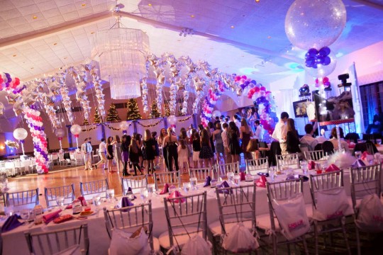Winter Themed Bat Mitzvah with Balloon Wrap Canopy over Dance Floor