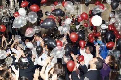 Exploding Balloon Release for New Years Eve Wedding