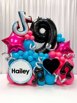 Tik Tok Themed Balloon Bouquet with Custom Logo for 6th Birthday