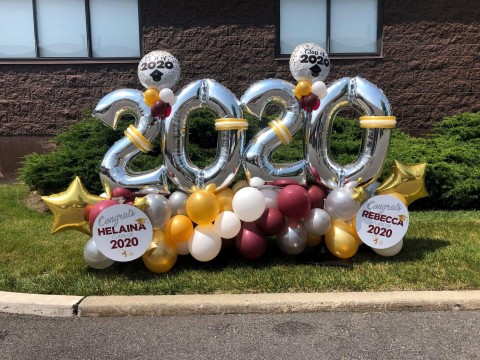 Fancy Balloon Bouquet with Custom Logo Signs for Graduation 2020